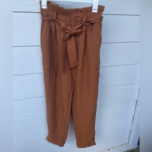 Highwaisted, Tapered Burnt Orange Cotton Pants